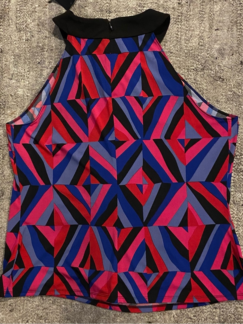 Tahari Black Womens Top with Pink & Blue Accent Y2K Ronita Blouse - Picture 4 of 8
